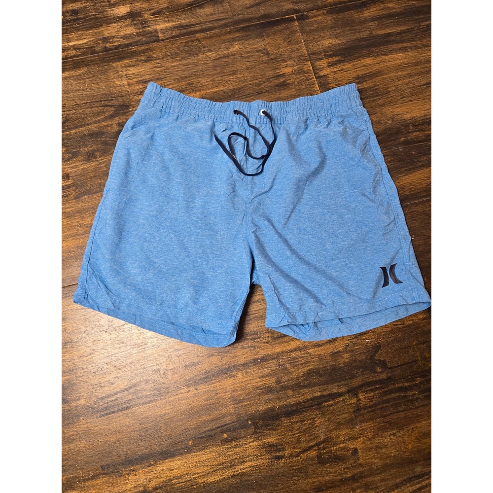 Hurley Light Blue Swim Board Shorts with Navy Logo